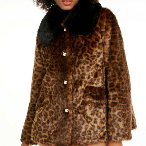 Kate Spade Leopard-Print Faux-Fur Coat - Picture 1 of 4